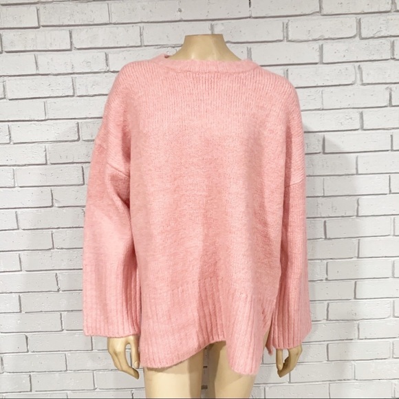 Topshop Pink Supersoft Deep Hem Crewneck Sweater - Picture 1 of 12